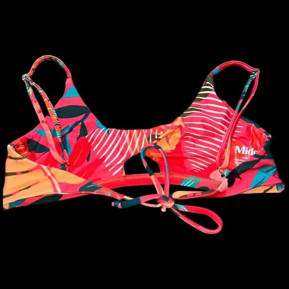 NWOT Midori Becca Keyhole Twist Adjustable Bikini Top Bright Tropical Size LG - Picture 2 of 4